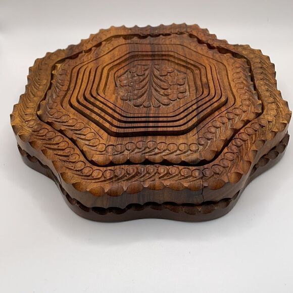 The Wooden Basket Hand-carved Collapsible Wooden Basket Excellent Craftsmanship - Picture 4 of 17